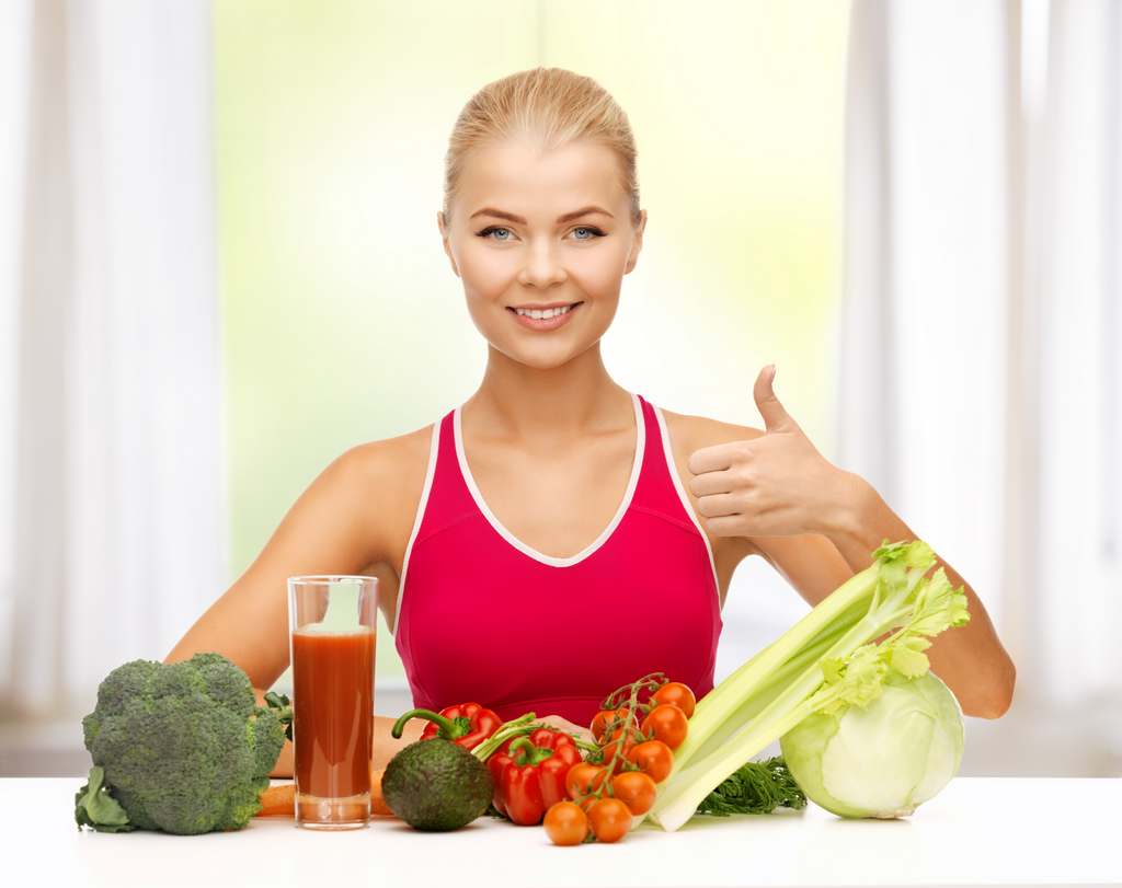 woman with organic food